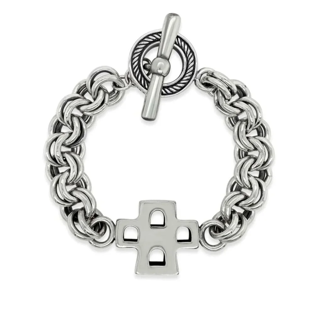 Saint Silver Cross Bracelet "EUC" - Picture 1 of 16